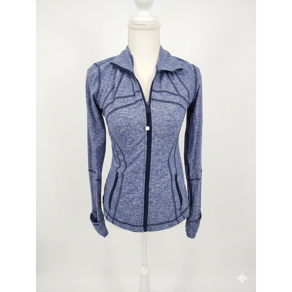 Lululemon Define Jacket Blue Heathered Space Dye Full Zip Size 6 Activewear